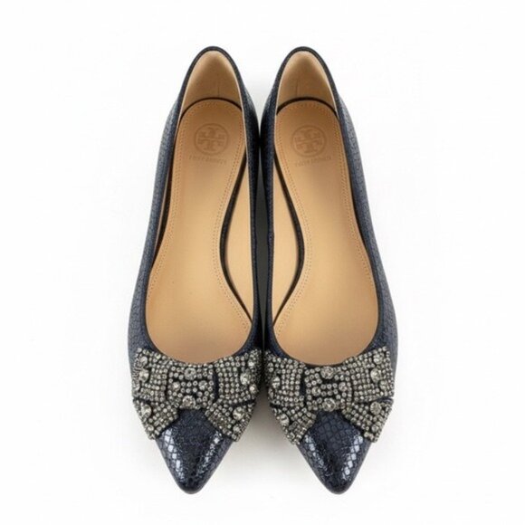 Tory Burch Shoes - Tory Burch Vanessa Crystal Bow Flats Women’s Size 9.5 Ballet Shoes Designer